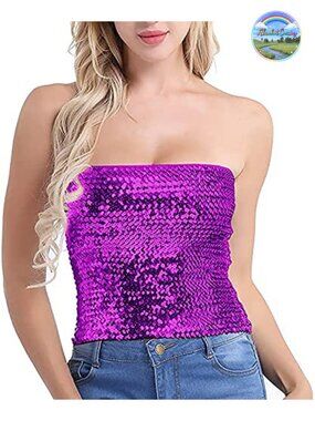 Sequin Stretch Tube Top Party Clubwear